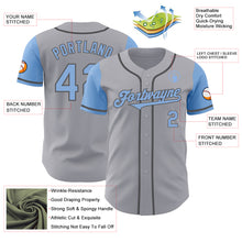 Load image into Gallery viewer, Custom Gray Light Blue-Steel Gray Authentic Two Tone Baseball Jersey