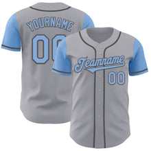 Load image into Gallery viewer, Custom Gray Light Blue-Steel Gray Authentic Two Tone Baseball Jersey