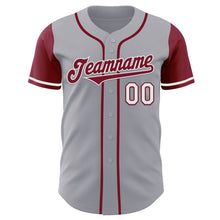 Load image into Gallery viewer, Custom Gray Crimson-White Authentic Two Tone Baseball Jersey