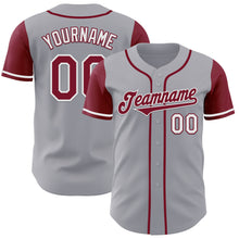 Load image into Gallery viewer, Custom Gray Crimson-White Authentic Two Tone Baseball Jersey