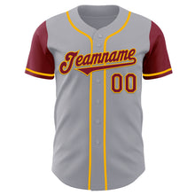 Load image into Gallery viewer, Custom Gray Crimson-Gold Authentic Two Tone Baseball Jersey