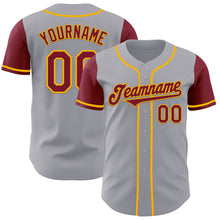 Load image into Gallery viewer, Custom Gray Crimson-Gold Authentic Two Tone Baseball Jersey