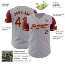 Load image into Gallery viewer, Custom Gray Crimson-Old Gold Authentic Two Tone Baseball Jersey