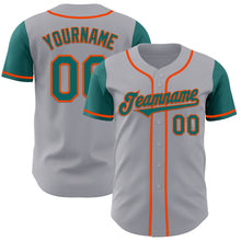 Load image into Gallery viewer, Custom Gray Teal-Orange Authentic Two Tone Baseball Jersey