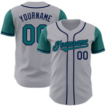Load image into Gallery viewer, Custom Gray Teal-Navy Authentic Two Tone Baseball Jersey