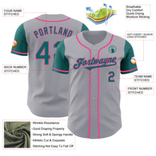 Load image into Gallery viewer, Custom Gray Teal-Pink Authentic Two Tone Baseball Jersey