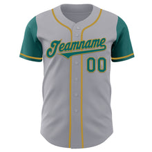Load image into Gallery viewer, Custom Gray Teal-Old Gold Authentic Two Tone Baseball Jersey