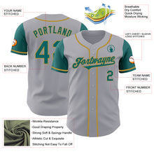 Load image into Gallery viewer, Custom Gray Teal-Old Gold Authentic Two Tone Baseball Jersey
