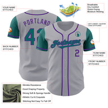Load image into Gallery viewer, Custom Gray Teal-Purple Authentic Two Tone Baseball Jersey