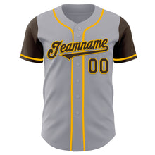 Load image into Gallery viewer, Custom Gray Brown-Gold Authentic Two Tone Baseball Jersey