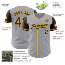 Load image into Gallery viewer, Custom Gray Brown-Gold Authentic Two Tone Baseball Jersey