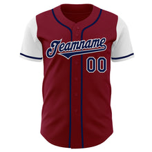 Load image into Gallery viewer, Custom Crimson Navy-White Authentic Two Tone Baseball Jersey
