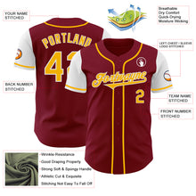 Load image into Gallery viewer, Custom Crimson Gold-White Authentic Two Tone Baseball Jersey