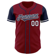 Load image into Gallery viewer, Custom Crimson Navy-White Authentic Two Tone Baseball Jersey