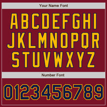 Load image into Gallery viewer, Custom Crimson Navy-Gold Authentic Two Tone Baseball Jersey