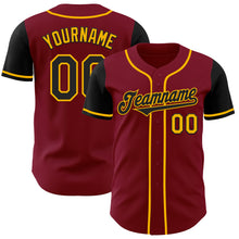Load image into Gallery viewer, Custom Crimson Black-Gold Authentic Two Tone Baseball Jersey