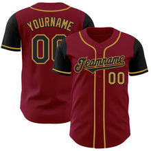 Load image into Gallery viewer, Custom Crimson Black-Old Gold Authentic Two Tone Baseball Jersey