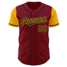 Load image into Gallery viewer, Custom Crimson Black-Gold Authentic Two Tone Baseball Jersey