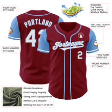 Load image into Gallery viewer, Custom Crimson White-Light Blue Authentic Two Tone Baseball Jersey