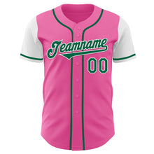 Load image into Gallery viewer, Custom Pink Kelly Green-White Authentic Two Tone Baseball Jersey