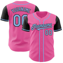 Load image into Gallery viewer, Custom Pink Light Blue-Black Authentic Two Tone Baseball Jersey