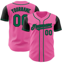 Load image into Gallery viewer, Custom Pink Kelly Green-Black Authentic Two Tone Baseball Jersey