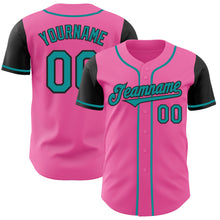 Load image into Gallery viewer, Custom Pink Teal-Black Authentic Two Tone Baseball Jersey