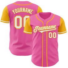 Load image into Gallery viewer, Custom Pink White-Gold Authentic Two Tone Baseball Jersey