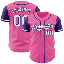 Load image into Gallery viewer, Custom Pink White-Purple Authentic Two Tone Baseball Jersey