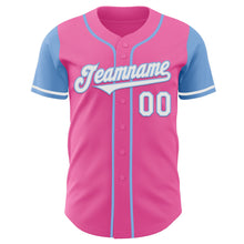 Load image into Gallery viewer, Custom Pink White-Light Blue Authentic Two Tone Baseball Jersey