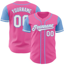 Load image into Gallery viewer, Custom Pink White-Light Blue Authentic Two Tone Baseball Jersey