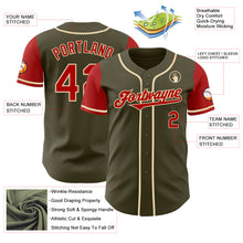 Load image into Gallery viewer, Custom Olive Red-Cream Authentic Two Tone Salute To Service Baseball Jersey