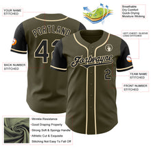 Load image into Gallery viewer, Custom Olive Black-Cream Authentic Two Tone Salute To Service Baseball Jersey