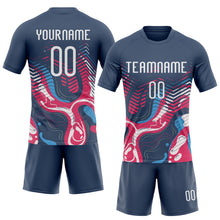 Load image into Gallery viewer, Custom Navy White Fluid Sublimation Volleyball Uniform Jersey