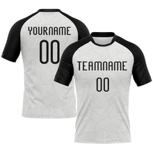 Load image into Gallery viewer, Custom White Black Abstract Line Sublimation Volleyball Uniform Jersey