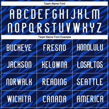 Load image into Gallery viewer, Custom Navy Thunder Blue-Black Geometric Shape Sublimation Volleyball Uniform Jersey