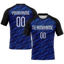Load image into Gallery viewer, Custom Navy Thunder Blue-Black Geometric Shape Sublimation Volleyball Uniform Jersey