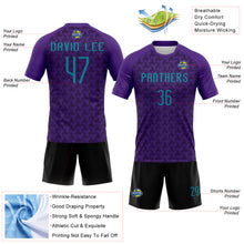 Load image into Gallery viewer, Custom Purple Teal-Black Geometric Shape Sublimation Volleyball Uniform Jersey