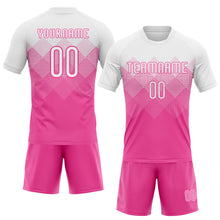 Load image into Gallery viewer, Custom Pink White Geometric Shape Sublimation Volleyball Uniform Jersey