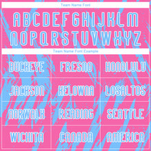 Load image into Gallery viewer, Custom Powder Blue Pink-White Splash Sublimation Volleyball Uniform Jersey