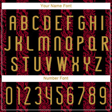 Load image into Gallery viewer, Custom Black Old Gold-Red Abstract Shape Sublimation Volleyball Uniform Jersey