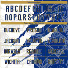 Load image into Gallery viewer, Custom Graffiti Pattern Royal-Old Gold Scratch Sublimation Volleyball Uniform Jersey