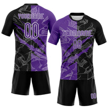 Load image into Gallery viewer, Custom Graffiti Pattern Purple-Black Scratch Sublimation Volleyball Uniform Jersey