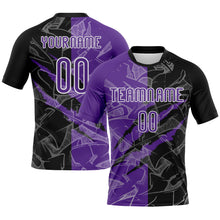 Load image into Gallery viewer, Custom Graffiti Pattern Purple-Black Scratch Sublimation Volleyball Uniform Jersey