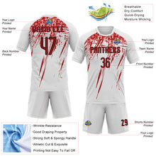 Load image into Gallery viewer, Custom White Red-Black Splash Sublimation Volleyball Uniform Jersey