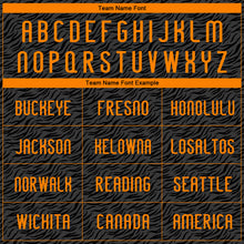 Load image into Gallery viewer, Custom Black Bay Orange Animal Print Sublimation Volleyball Uniform Jersey