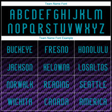 Load image into Gallery viewer, Custom Black Teal-Purple Geometric Shape Sublimation Volleyball Uniform Jersey