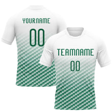 Load image into Gallery viewer, Custom White Kelly Green Geometric Shape Sublimation Volleyball Uniform Jersey