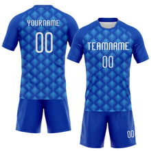 Load image into Gallery viewer, Custom Thunder Blue White-Sky Blue Geometric Shape Sublimation Volleyball Uniform Jersey