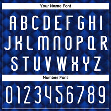 Load image into Gallery viewer, Custom Navy White-Thunder Blue Geometric Shape Sublimation Volleyball Uniform Jersey